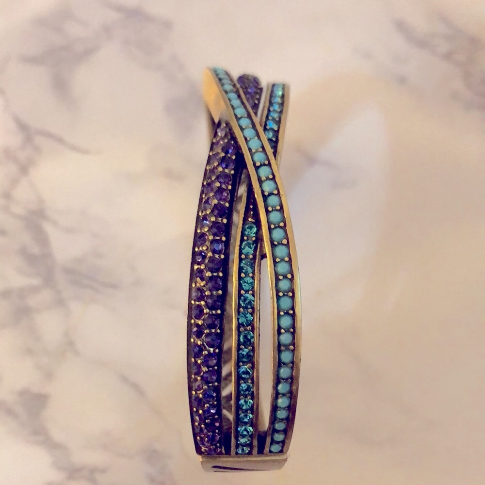 Bracelet bundle brass bracelets Aqua & purple stone detail aqua brass cuff - Picture 5 of 6